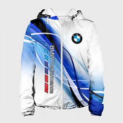Куртка с капюшоном женская BMW волны - blue-white, цвет: 3D-белый