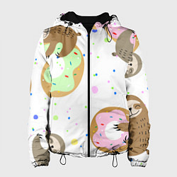 Куртка с капюшоном женская Милый Ленивец, цвет: 3D-черный