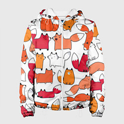 Куртка с капюшоном женская Милые лисы, цвет: 3D-белый