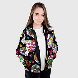 Куртка с капюшоном женская Шальные черепа, цвет: 3D-черный — фото 2