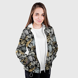 Куртка с капюшоном женская Серебряные листочки, цвет: 3D-белый — фото 2