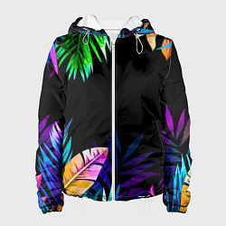 Куртка с капюшоном женская Тропическая Ночь, цвет: 3D-белый