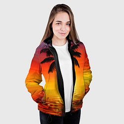 Куртка с капюшоном женская ТРОПИЧЕСКИЕ ПАЛЬМЫ, цвет: 3D-черный — фото 2