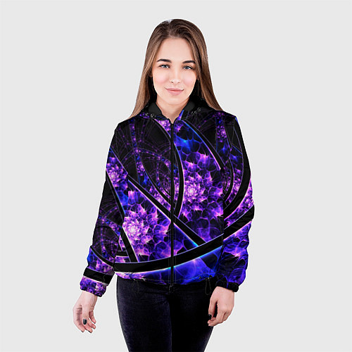 Женская куртка Фрактал линии / 3D-Черный – фото 4