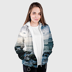 Куртка с капюшоном женская Море, цвет: 3D-белый — фото 2