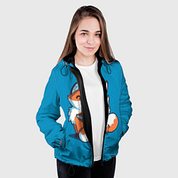 Куртка с капюшоном женская Лисья семья, цвет: 3D-черный — фото 2