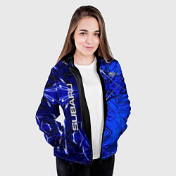 Куртка с капюшоном женская Subaru, цвет: 3D-черный — фото 2