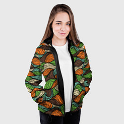 Куртка с капюшоном женская Абстрактные волны, цвет: 3D-черный — фото 2