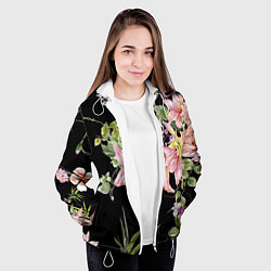 Куртка с капюшоном женская Букет лилий, цвет: 3D-белый — фото 2