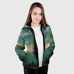 Куртка с капюшоном женская Горы, цвет: 3D-черный — фото 2