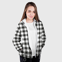 Куртка с капюшоном женская Черно-белая клетка, цвет: 3D-белый — фото 2