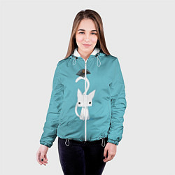 Куртка с капюшоном женская Белый котик и воробушек, цвет: 3D-белый — фото 2
