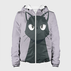 Куртка с капюшоном женская Чёрный кот, цвет: 3D-белый