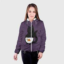 Куртка с капюшоном женская Довольный кот, цвет: 3D-белый — фото 2
