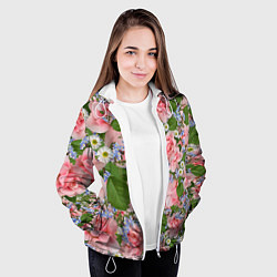 Куртка с капюшоном женская Цветы, цвет: 3D-белый — фото 2