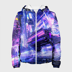 Куртка с капюшоном женская Cyberpunk city, цвет: 3D-белый