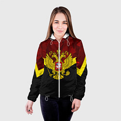 Куртка с капюшоном женская RUSSIA RED ГЕРБ, цвет: 3D-белый — фото 2