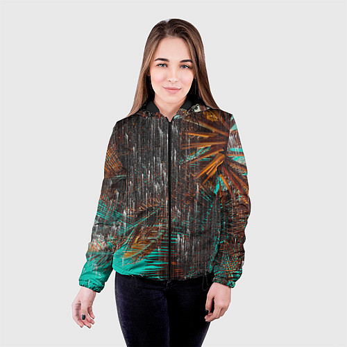 Женская куртка Palm glitch art / 3D-Черный – фото 4