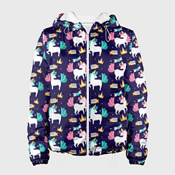 Куртка с капюшоном женская Unicorn pattern, цвет: 3D-белый