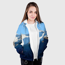 Куртка с капюшоном женская Снежные горы, цвет: 3D-белый — фото 2