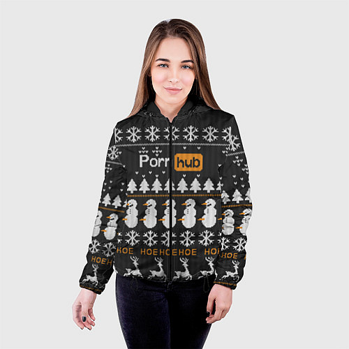 Женская куртка Christmas PornHub / 3D-Черный – фото 4