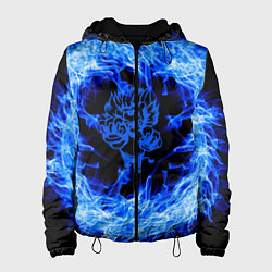 Куртка с капюшоном женская Лев в синем пламени, цвет: 3D-черный