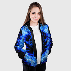 Куртка с капюшоном женская Лев в синем пламени, цвет: 3D-черный — фото 2