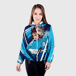 Куртка с капюшоном женская Клинок рассекающий демонов, цвет: 3D-белый — фото 2