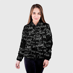 Куртка с капюшоном женская BTS имена, цвет: 3D-черный — фото 2