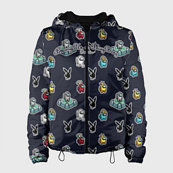 Куртка с капюшоном женская PlayBoy x Among Us monogram, цвет: 3D-черный