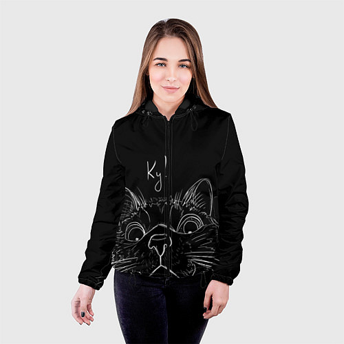 Женская куртка Говорящий кот / 3D-Черный – фото 4