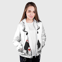 Куртка с капюшоном женская Новогодний Панда, цвет: 3D-белый — фото 2