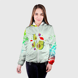 Куртка с капюшоном женская Новогодние Авокадо, цвет: 3D-белый — фото 2
