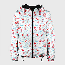 Куртка с капюшоном женская Снеговики, цвет: 3D-черный