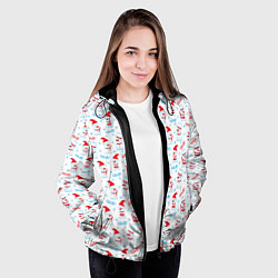 Куртка с капюшоном женская Снеговики, цвет: 3D-черный — фото 2