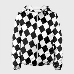 Куртка с капюшоном женская Клетки, цвет: 3D-белый