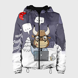 Куртка с капюшоном женская Офисный бык - менеджер, цвет: 3D-черный