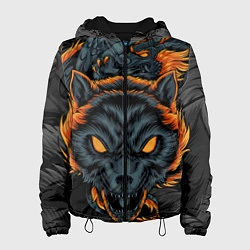 Куртка с капюшоном женская Волк и дракон, цвет: 3D-черный