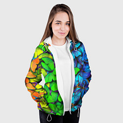 Куртка с капюшоном женская Радужные бабочки, цвет: 3D-белый — фото 2