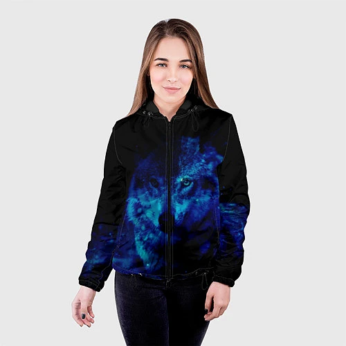 Женская куртка Волк Вселенная / 3D-Черный – фото 4