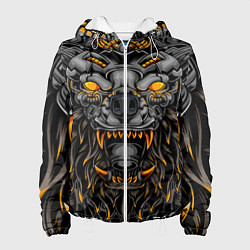 Куртка с капюшоном женская Хищный лев киборг, цвет: 3D-белый