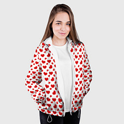 Куртка с капюшоном женская Сердечки, цвет: 3D-белый — фото 2