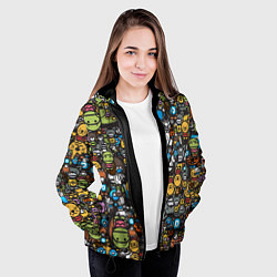 Куртка с капюшоном женская АНИМЕ СМАЙЛЫ, цвет: 3D-черный — фото 2