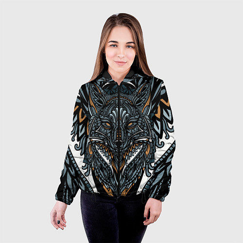 Женская куртка Рисунок лиса / 3D-Черный – фото 4