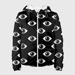 Куртка с капюшоном женская Глаза, цвет: 3D-белый