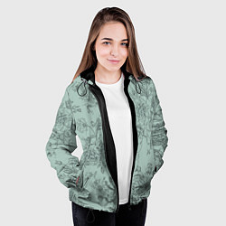 Куртка с капюшоном женская Пионы и розы, цвет: 3D-черный — фото 2