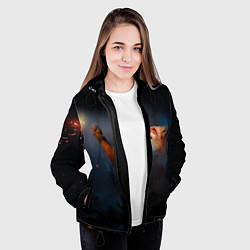 Куртка с капюшоном женская Лиса и огонек, цвет: 3D-черный — фото 2