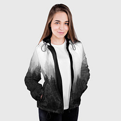 Куртка с капюшоном женская Туманный лес, цвет: 3D-черный — фото 2