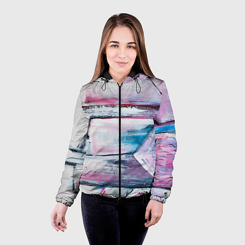 Женская куртка Цветные мелки / 3D-Черный – фото 4