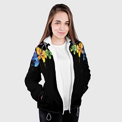 Куртка с капюшоном женская Цветы, цвет: 3D-белый — фото 2